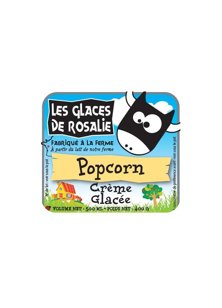 Crème glacée Popcorn - les glaces de rosalie - 500ml